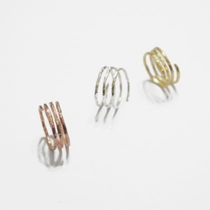 Minimal Gold Triple Wire Ring,adjustable..