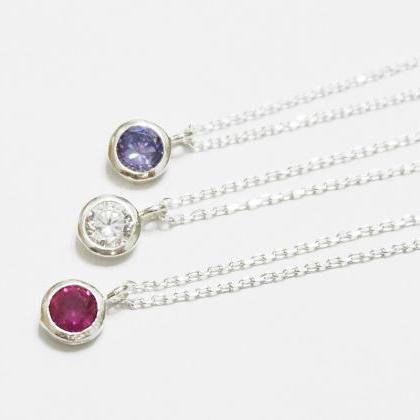 Silver Bezel Necklace,purple,sterling..