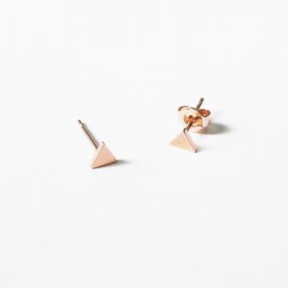Tiny Triangle Rosegold Studs,sterling..