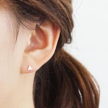 Tiny Triangle Rosegold Studs,sterling..