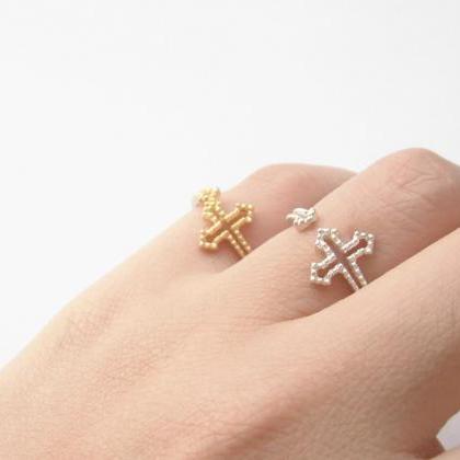 Silver Cross And Arrow Ring,sterling..