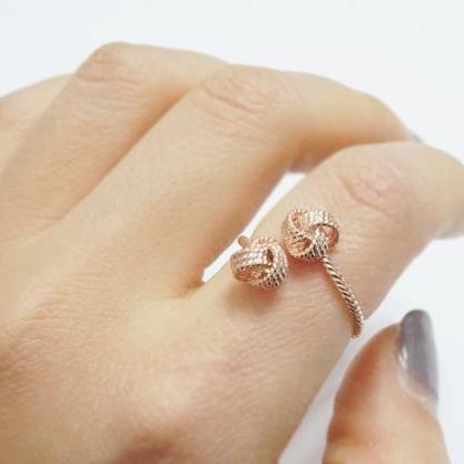Rose Gold Knot Ring,sterling Silver,wedding..