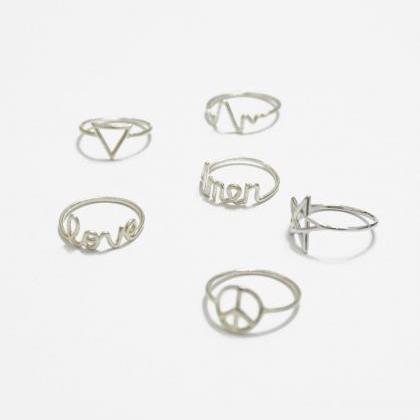 Summer Peace Wire Silver Ring,friendship..