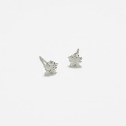 Star White Cz Stud Earrings,6mm,sterling..