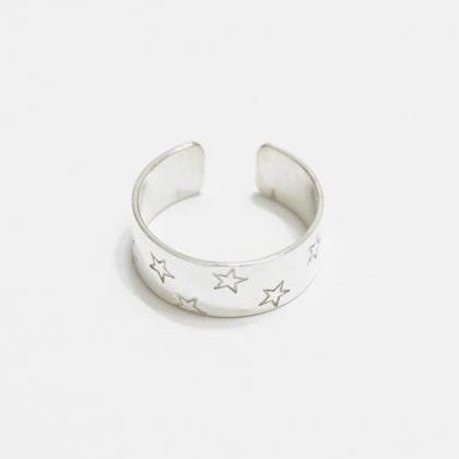 Star Stack Ring,wide Ring,sterling..
