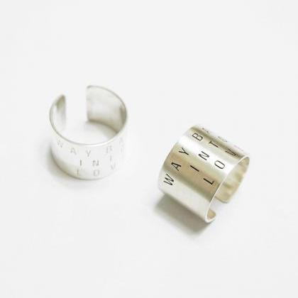 Letter Stacking Wide Ring,sterling..
