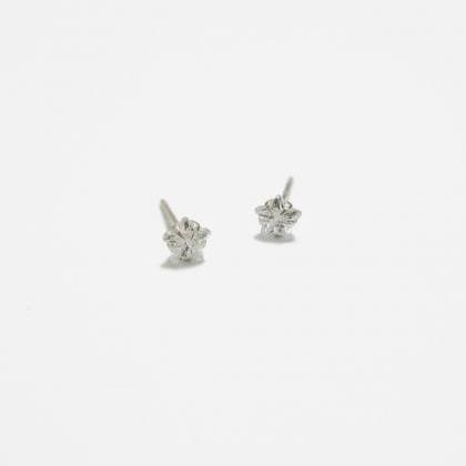 Star White Cz Stud Earrings,5mm,sterling..
