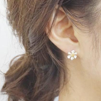 Silver Cherry Blossom Earrings,flower..