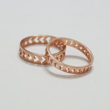 Rose Gold Heart Band,4mm,sterling Silver,rose Gold..