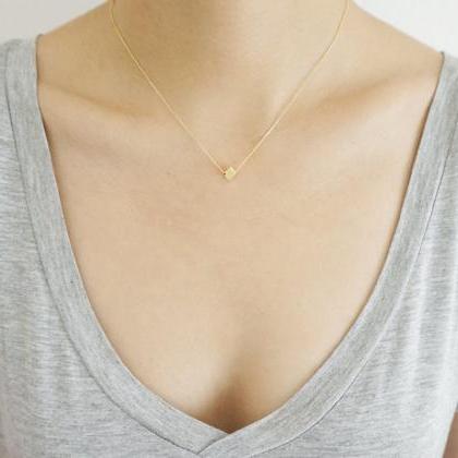 Gold Cube Necklace,sterling Silver,gold Minimal..