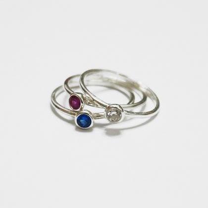 Christmas Bezel 4mm Silver Ring,simple..