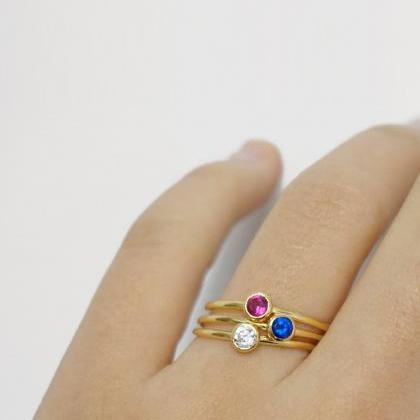 Holiday Bezel 4mm Gold Ring,simple Ring,sterling..