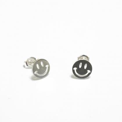 earrings silver smiley face jewelry dainty petite everyday sterling