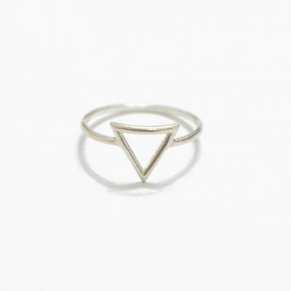 Silver Wire Triangle Ring,geometric Ring,knuckle..