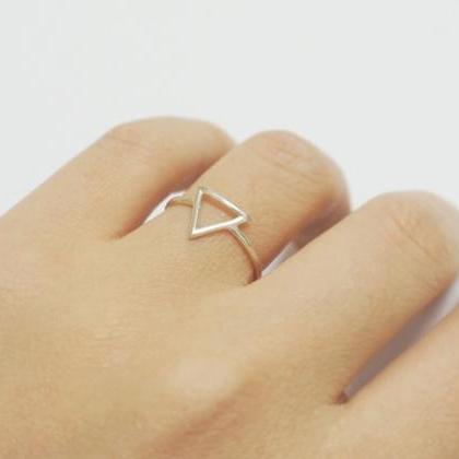 Silver Wire Triangle Ring,geometric Ring,knuckle..