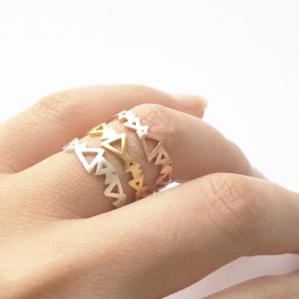Rose Gold Triangle Ring,sterling Silver,geometric..
