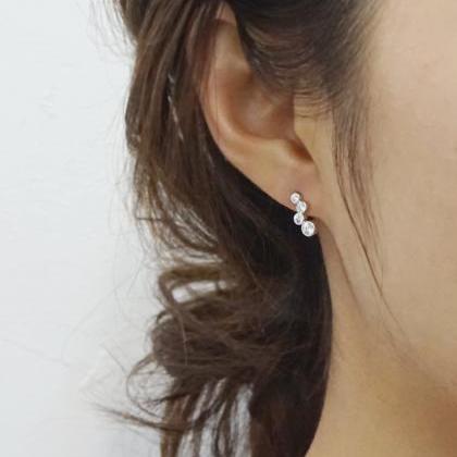 Silver Crystal Drop Earrings,sterling..