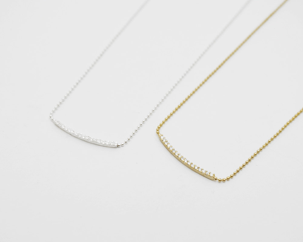 White Cz Stick Silver Necklace,sterling Silver,layered Necklace,dainty Necklace,gold Necklace,simple Jewelry,wedding,holiday,gift For Her