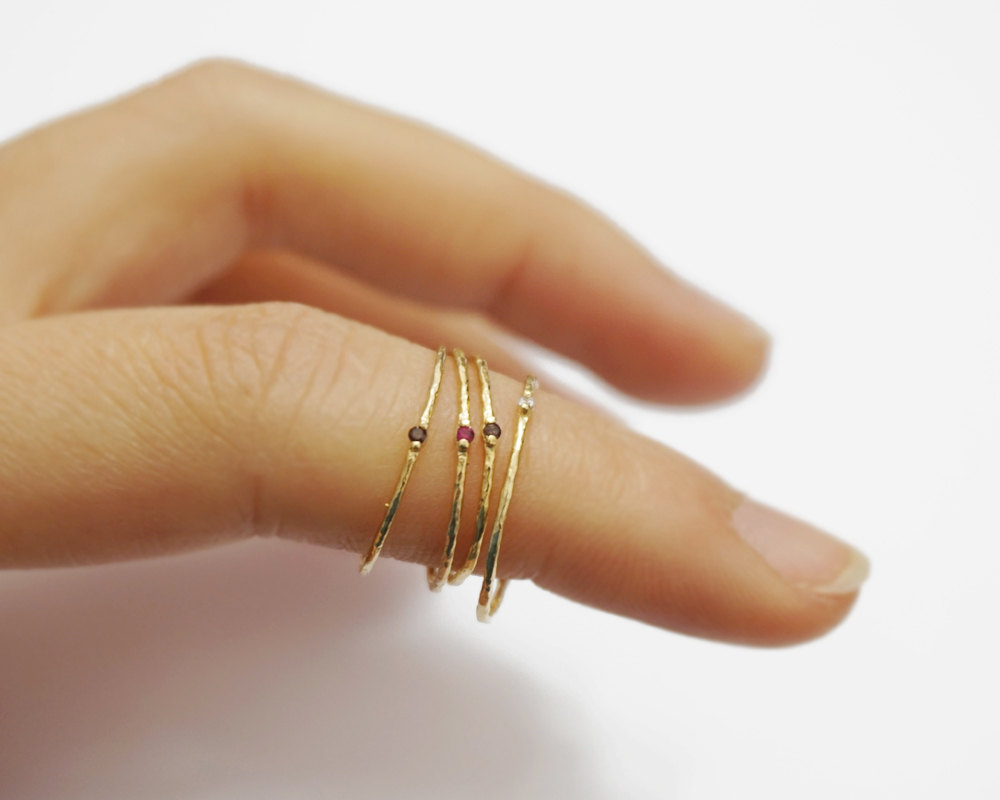 Set Gold Skinny Rings,sterling Silver,stack Ring,1mm,crystal Ring,hammered Ring,knuckle Ring,stack Ring,minimalist Jewelry,gift