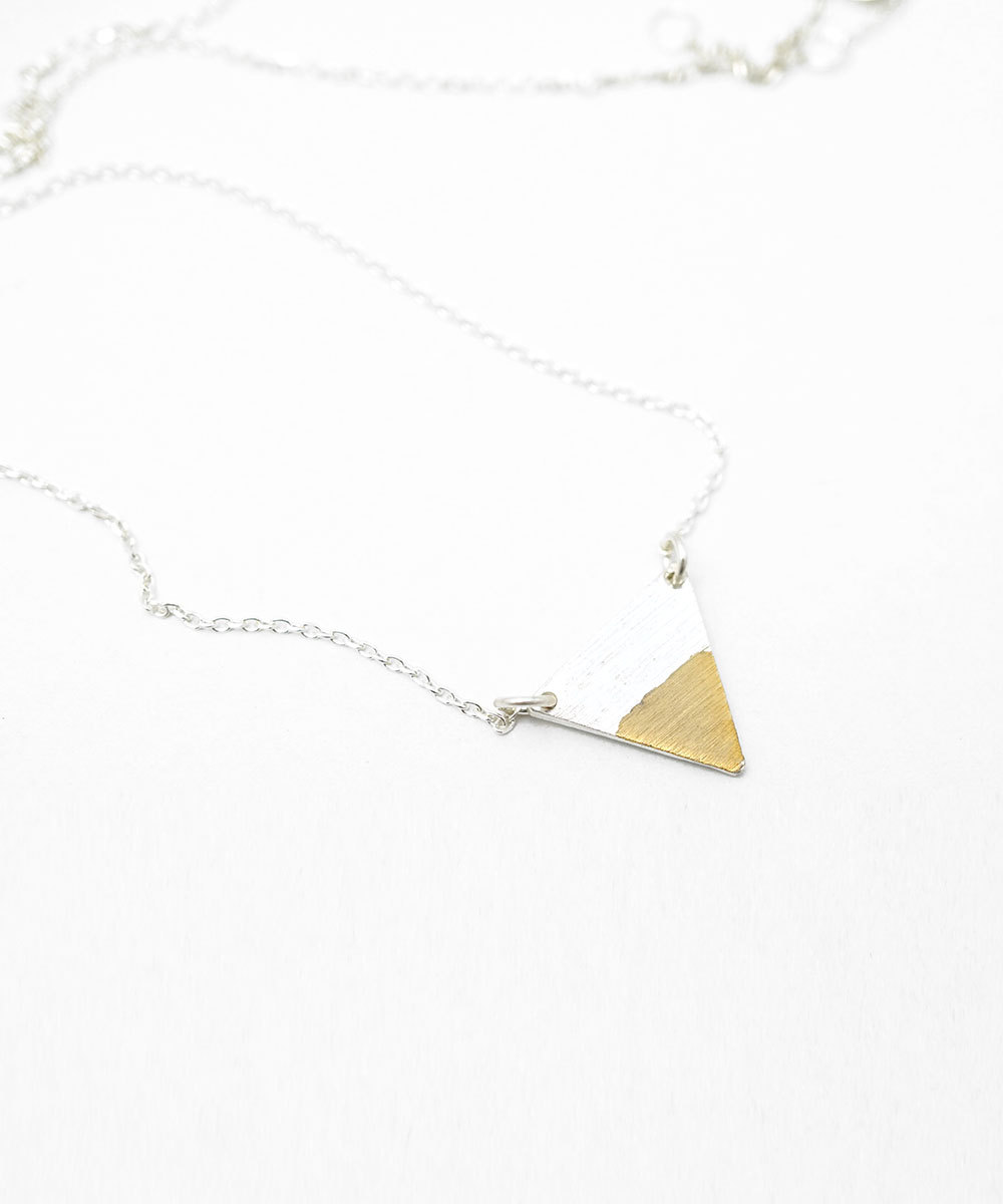Gold Dipped Triangle Necklace,sterling Silver,geometric Jewelry,simple Jewelry,minimal,delicate Necklace,geometric,modern Jewelry,boho Chic