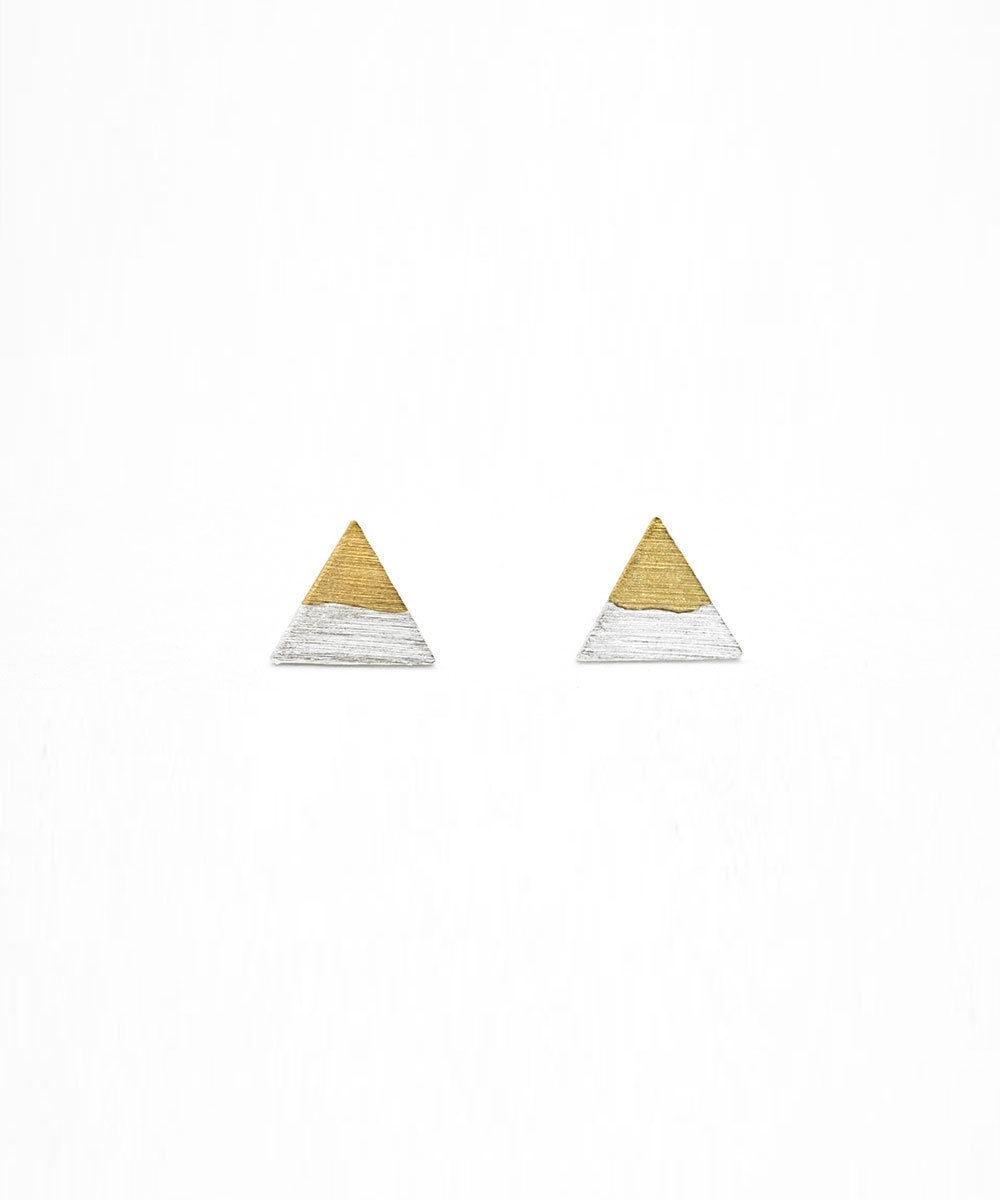 Gold Dipped Triangle Studs Earrings,sterling Silver,geometric Earring,simple Jewelry,minimal,delicate Earrings,geometric Studs,modern Gift
