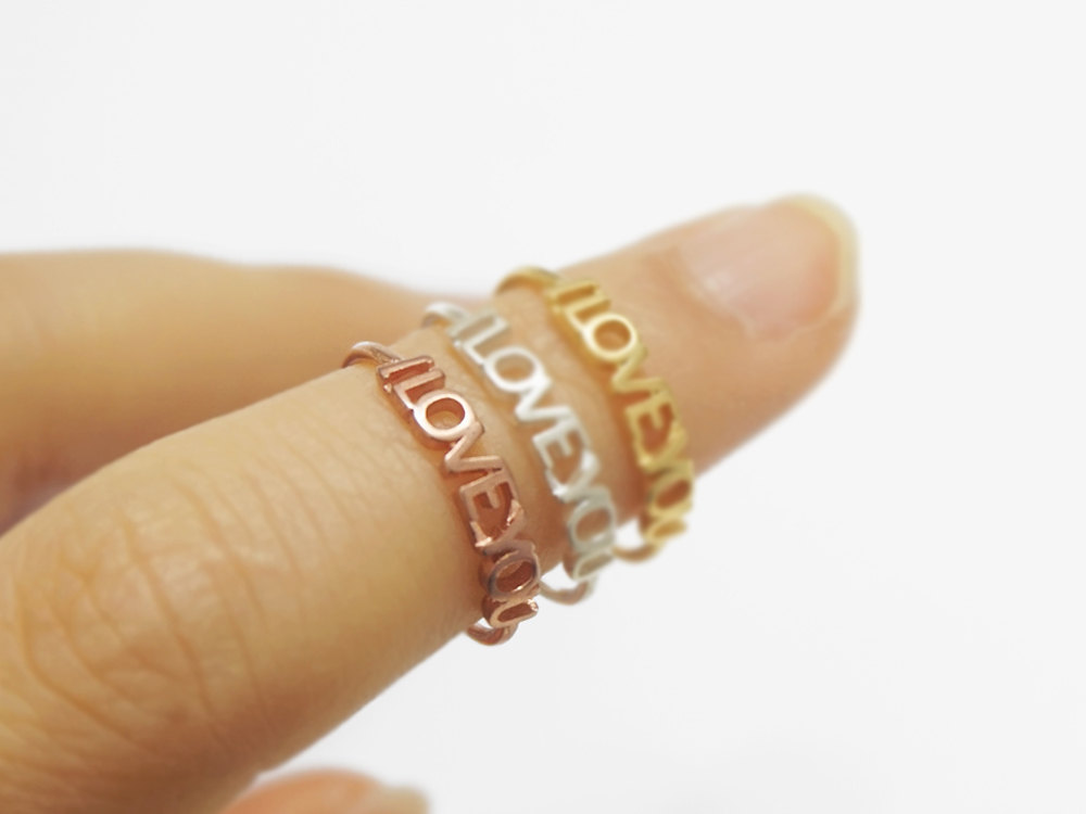 Rose Gold I Love You Letter Ring,adjustable Ring,knuckle Ring,sterling Silver Ring,holiday Gift,gift Idea,gift Under 20,gift Wrapping,rgr27
