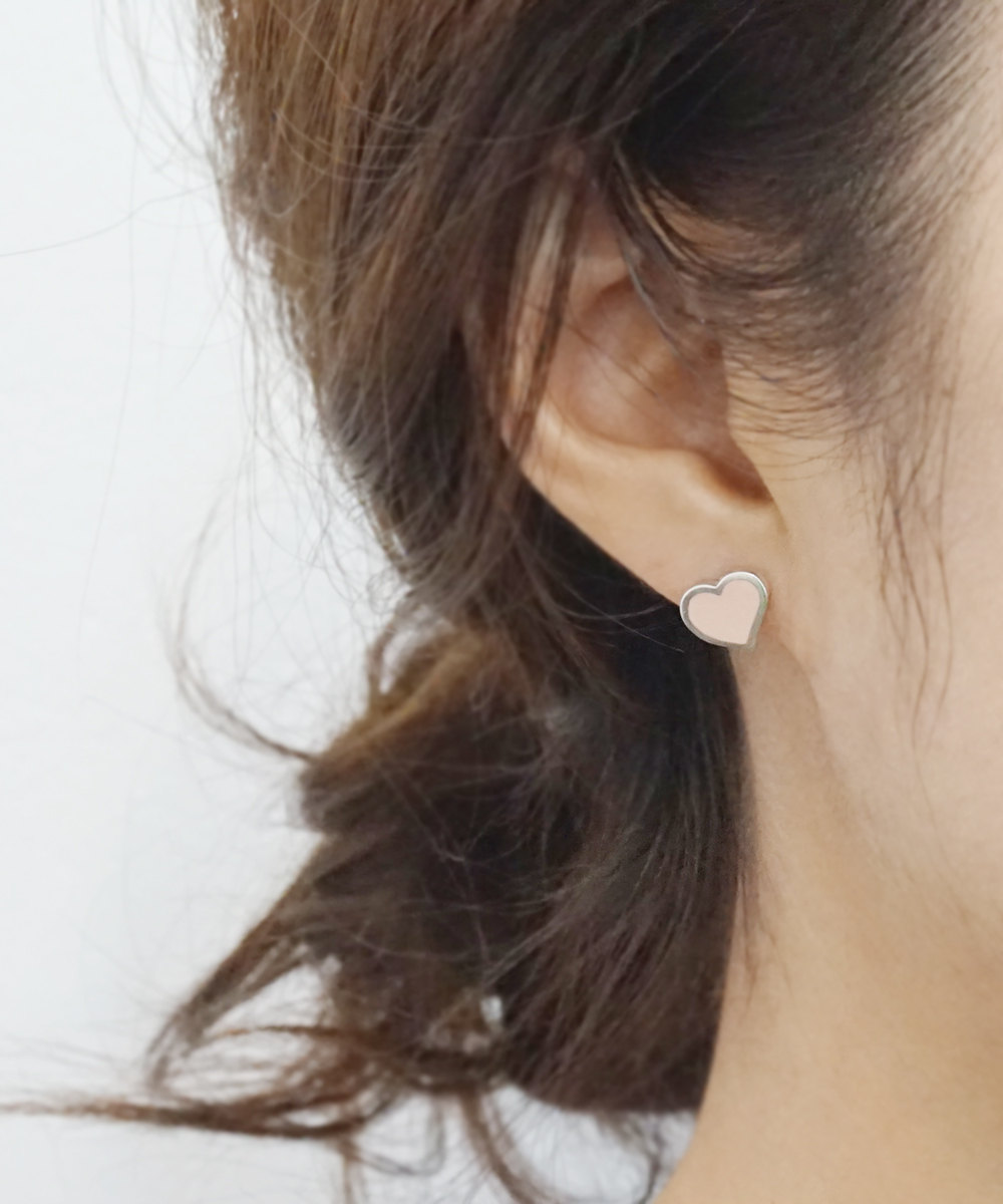 Pink Epoxy Heart Earrings,sterling Silver,simple Earrings,tiny Earrings,minimal Earrings,jewelry,delicate Earring,heart,stud, Gift,