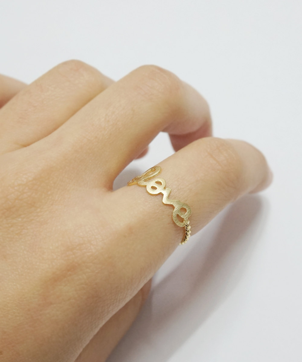 Gold Love Twisted Ring,sterling Silver,love Ring,love Script Ring,knuckle Ring,stack Ring,gold Ring,engagement Ring, Seller