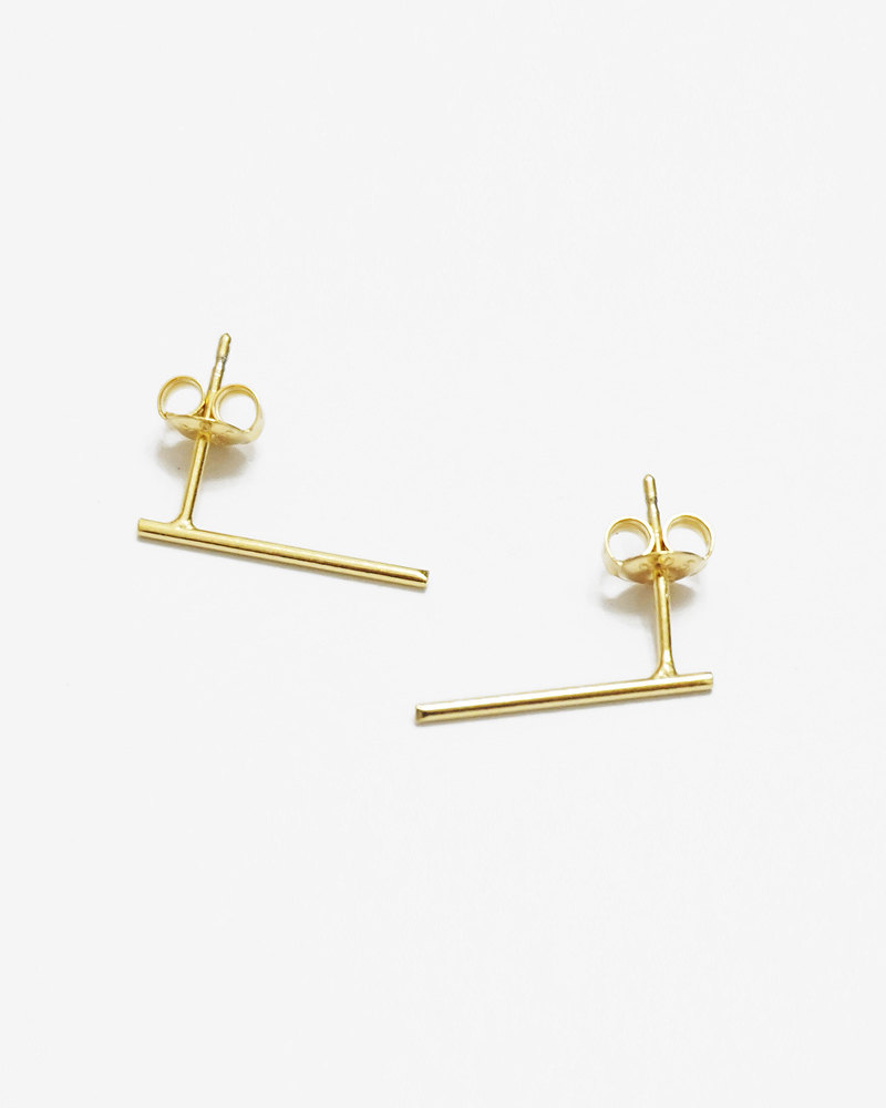 Gold Bar Earrings,1.5cm,sterling Silver,simple Earring,tiny Earring,minimal Earring,jewelry,delicate Earring,wedding Gift,studs,gge36