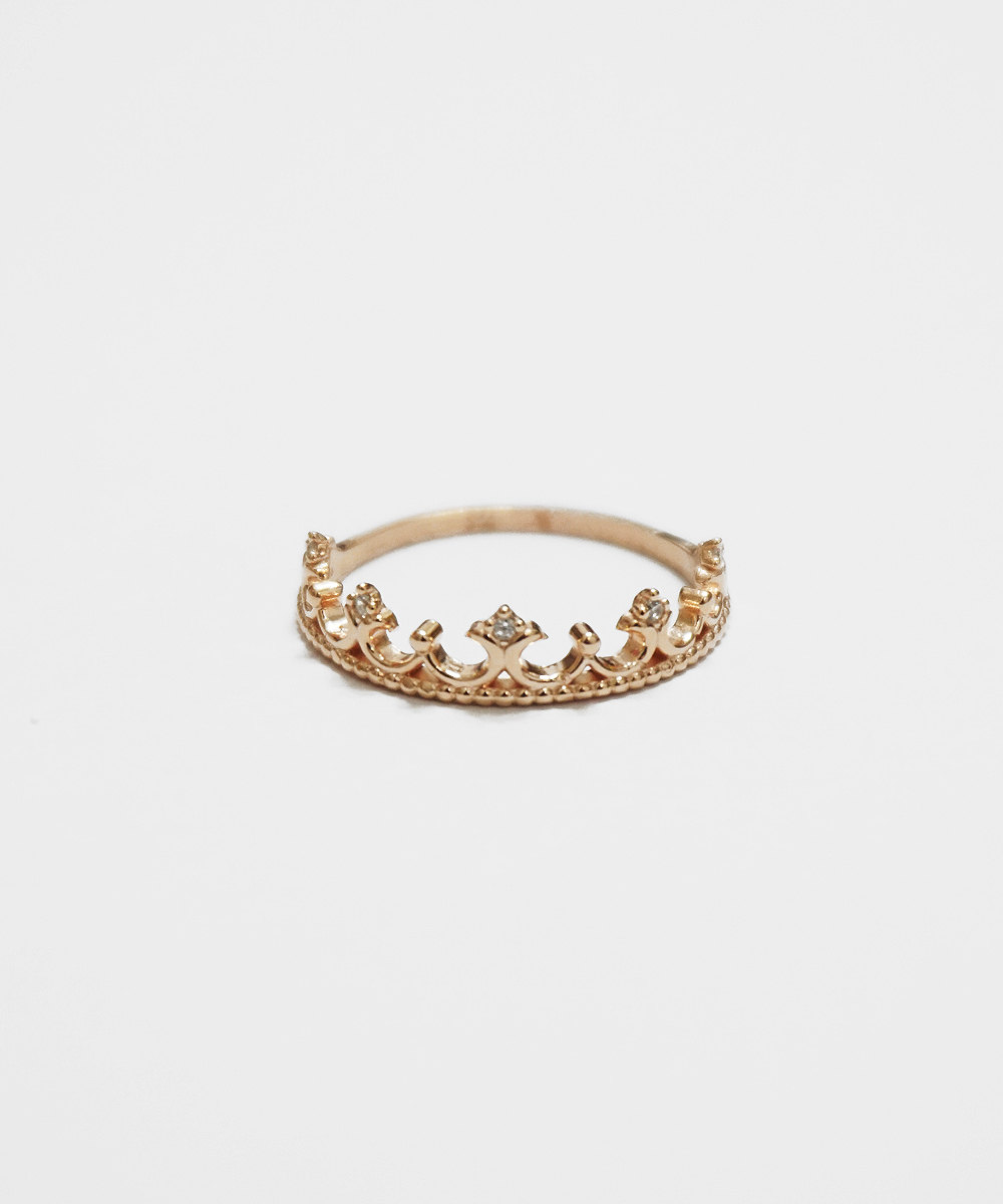 Rose Gold Princess Tiara Ring,crown Cz Ring,knuckle Ring,sterling Silver,stack Ring,rose Gold Ring,holiday Gift,gift, Seller,rgr31