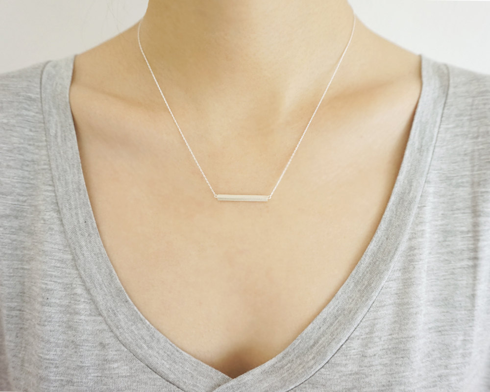 Silver Simple Stick Necklace,sterling Silver,simple Necklace,delicate Necklace,minimal Necklace,jewelry,cute Necklace,holiday Gift,sgn05