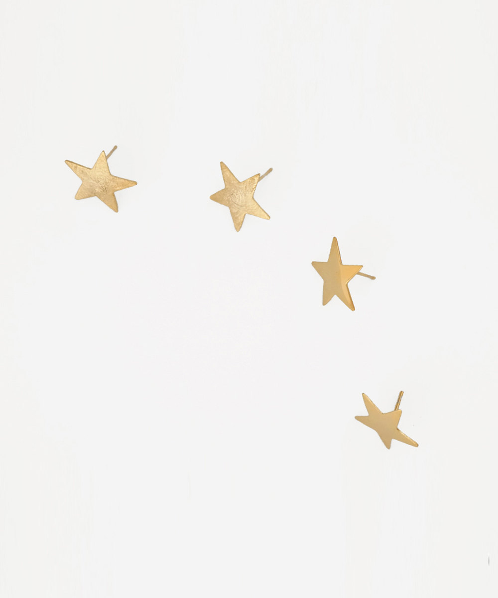 Gold Star Earrings,sterling Silver,star Studs,gold Earrings,brushed Earrings,friendship Jewelry,star,wedding Gift,make A Wish,gift,age20