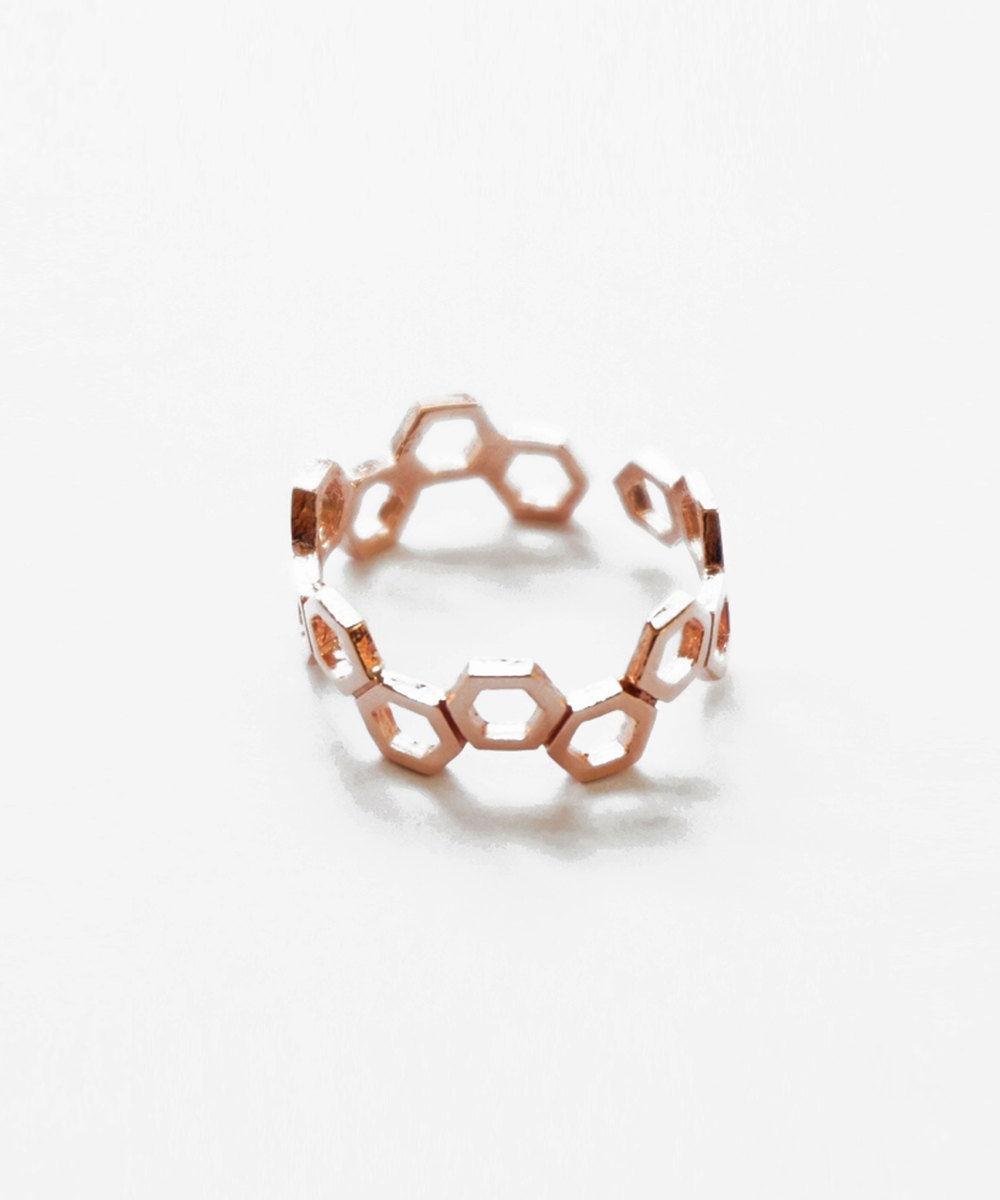 Rose Gold Honeycomb Ring,sterling Silver,adjustable Ring,knuckle Ring,stack Ring,holiday Gift,delicate Ring,rosegold Ring,gift,rgr67
