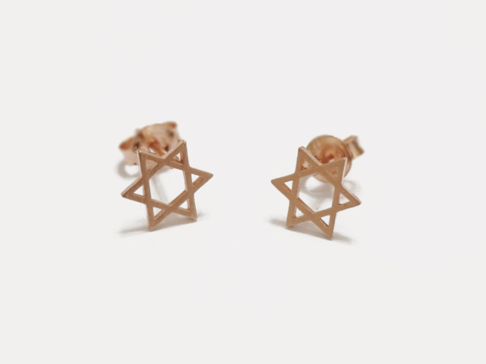 Rosegold Star Of David Earrings,sterling Silver,simple Earrings,tiny Earrings,rose Gold Earrings,delicate Earring,jewish,holiday Gift,rge22
