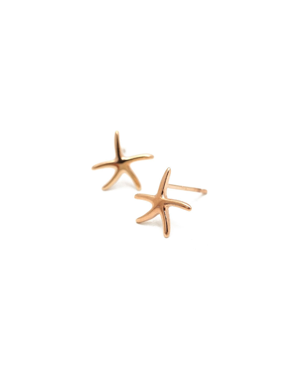 Rosegold Summer Starfish Studs Earrings,sterling Silver,beach Jewelry,rosegold,delicate Earrings,boho Studs,boho Chic,starfish Earrings