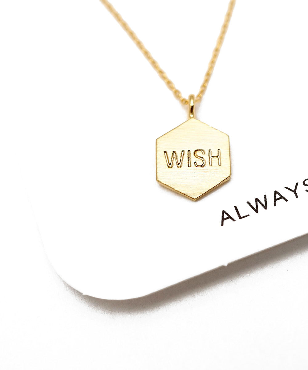 Gold Hexagon "wish" Necklace,sterling Silver,friendship,simple Jewelry,delicate Necklace,geometric Jewelry,boho