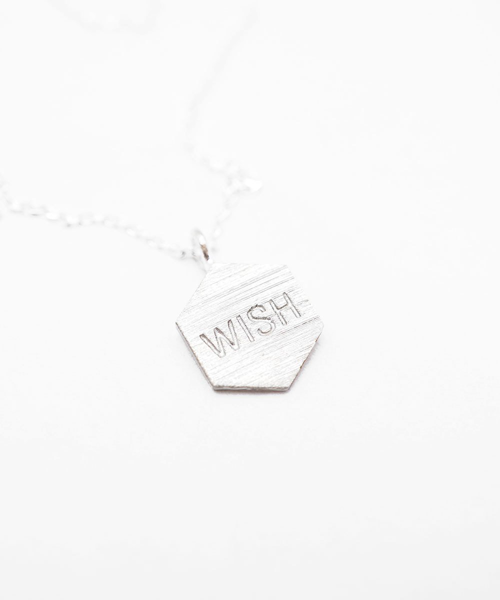 Silver Hexagon "wish" Necklace,sterling Silver,friendship,simple Jewelry,delicate Necklace,geometric Jewelry,boho