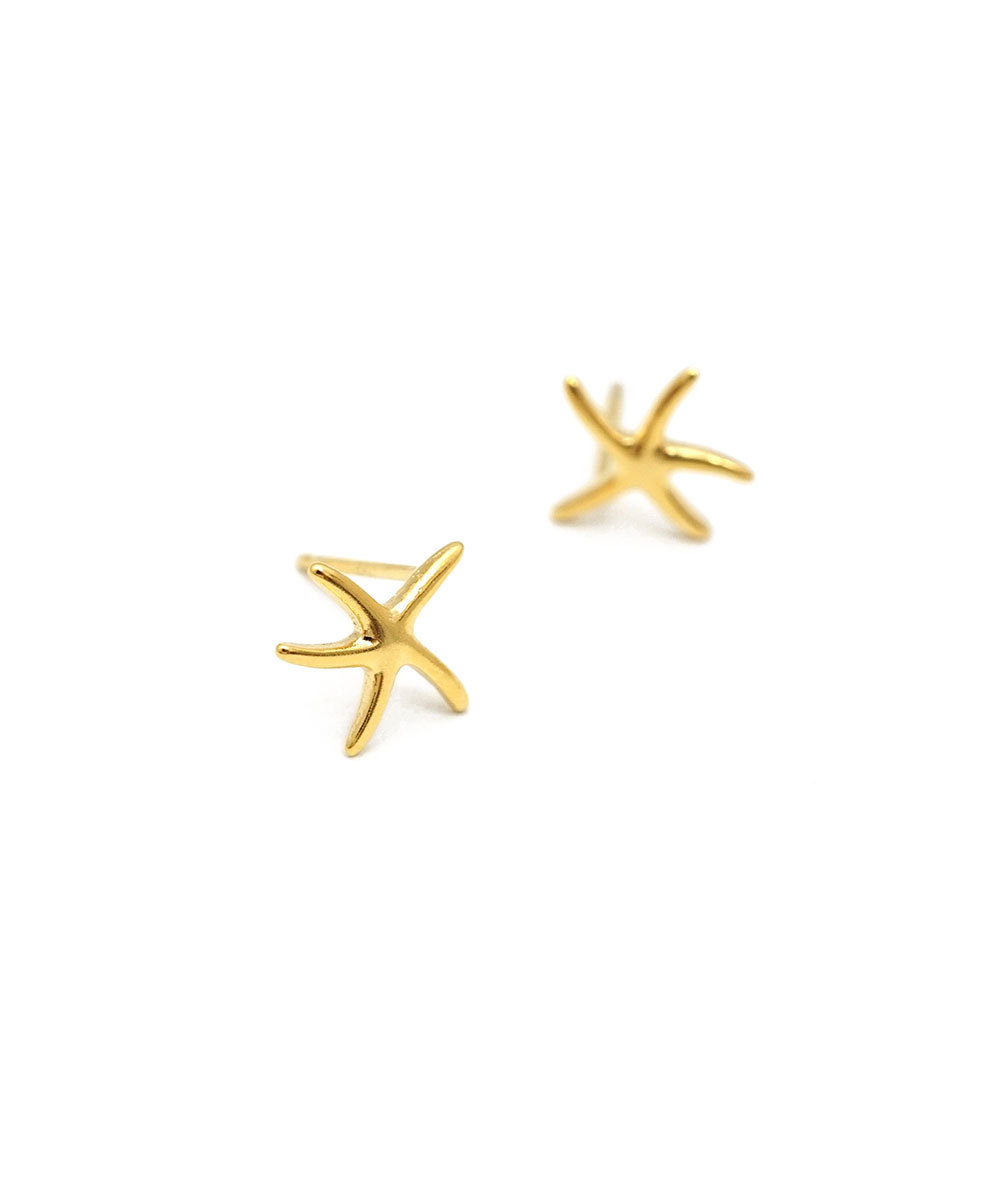 Gold Summer Starfish Studs Earrings,sterling Silver,beach Jewelry,minimal,gold,delicate Earrings,boho Studs,boho Chic,starfish Earrings