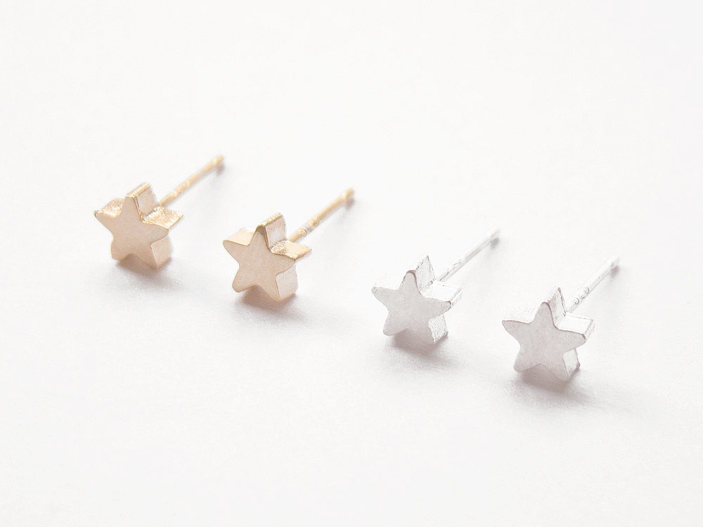 Little Star Earrings,sterling Silver,tiny Earrings,gold Earrings,minimal Earrings,delicate Earrings,bridesmaids Gift,gift, Gift Idea,age29