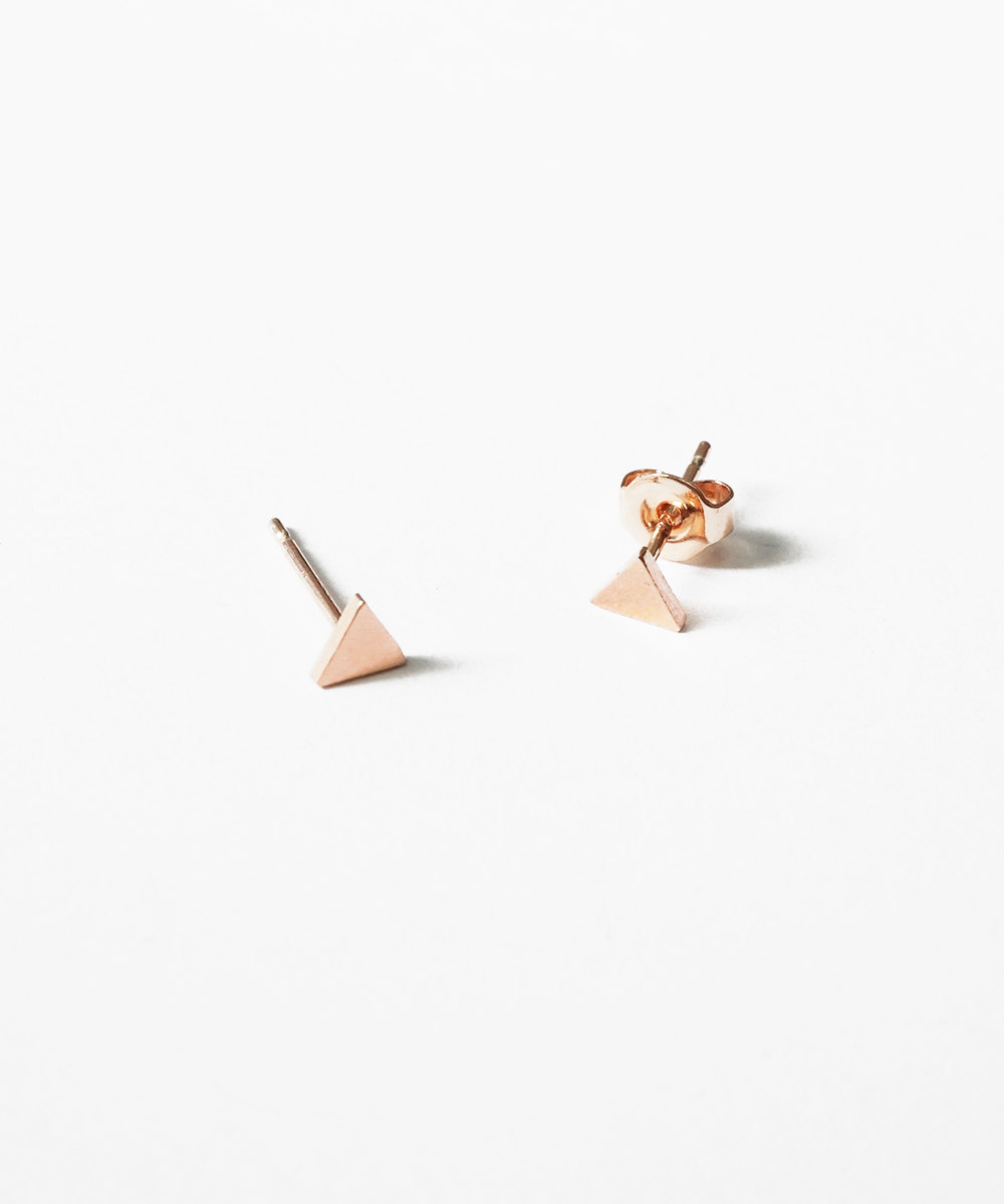 Tiny Triangle Rosegold Studs,sterling Silver,geometric Earring,winter Jewelry,minimal,delicate Earring,wedding Jewelry,gift,gift Idea,ske69