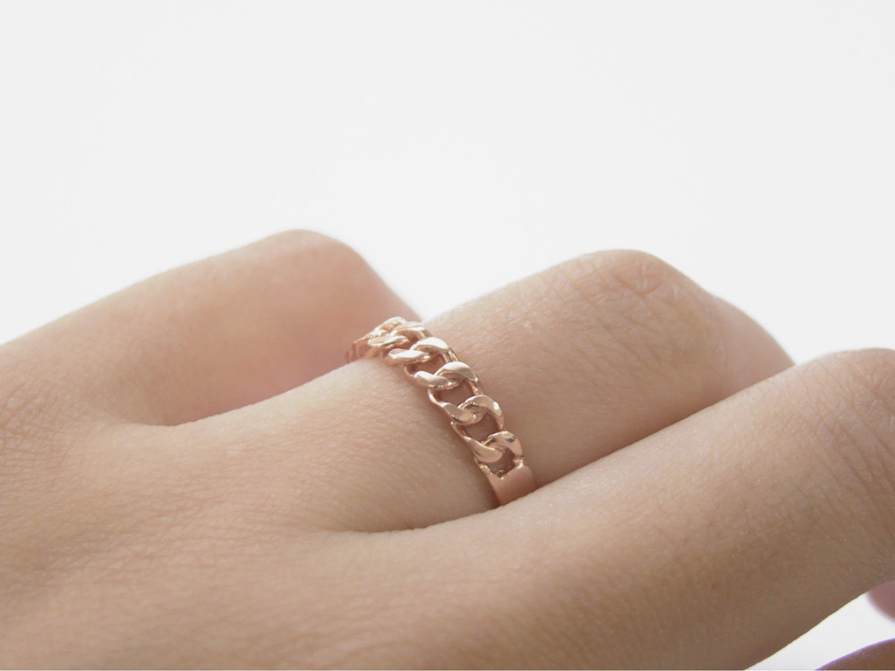 Rose Gold 3mm Chain Ring,sterling Silver,classic Chain Ring,wedding Ring,stack Ring,rose Gold Ring,birthday Gift,gift Idea,rgr07