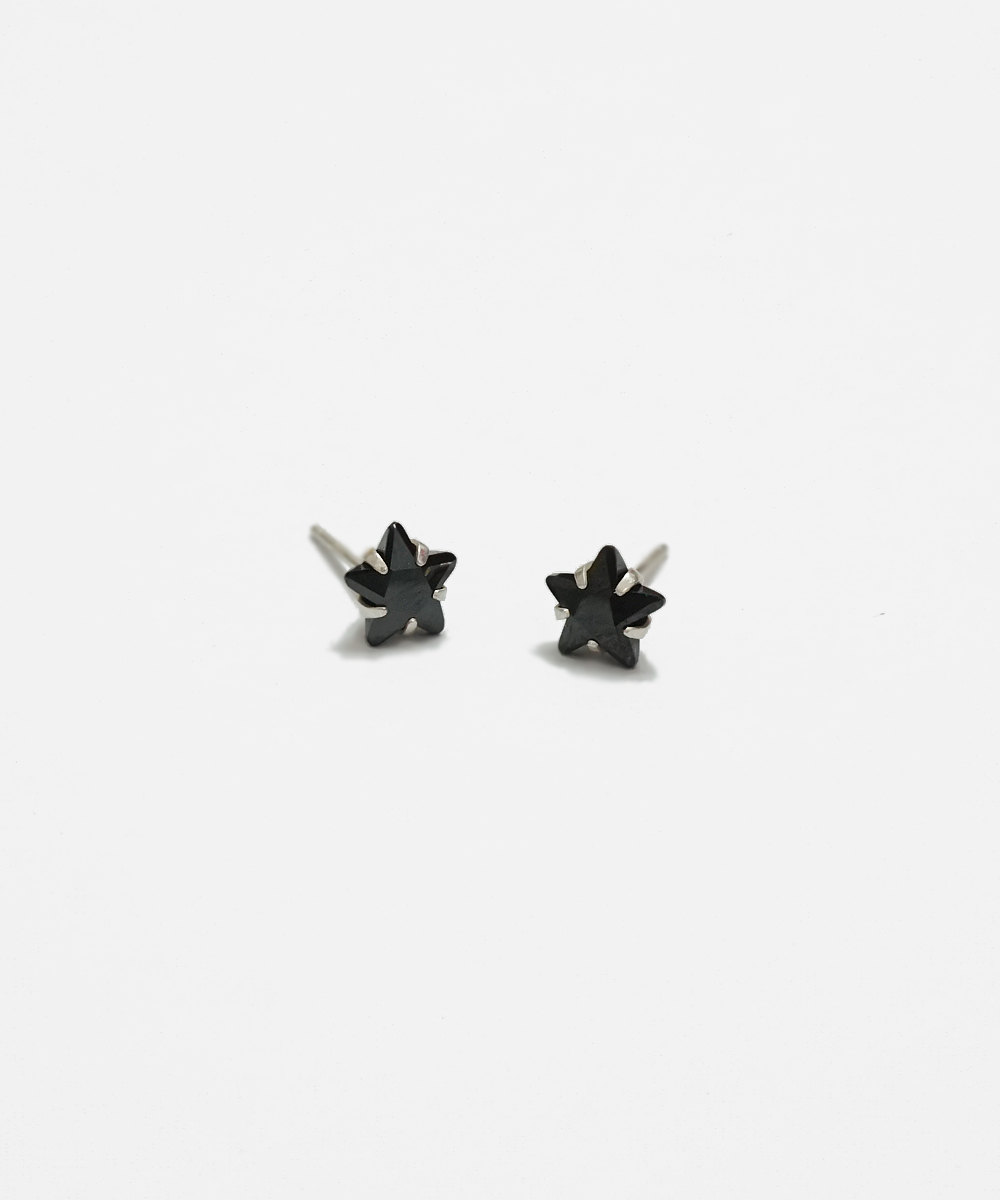 Star Black Cz Stud Earrings,7mm,sterling Silver,black Stud,simple Earring,tiny Earring,minimal,delicate Earring,bridesmaid Gift,