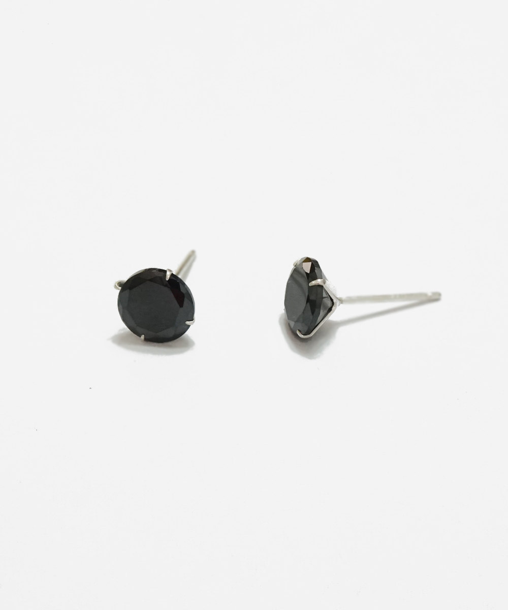 Tiny Black Cz Stud Earrings,7mm,sterling Silver,black Stud,simple Earring,tiny Earring,minimal,delicate Earring,bridesmaid Gift,