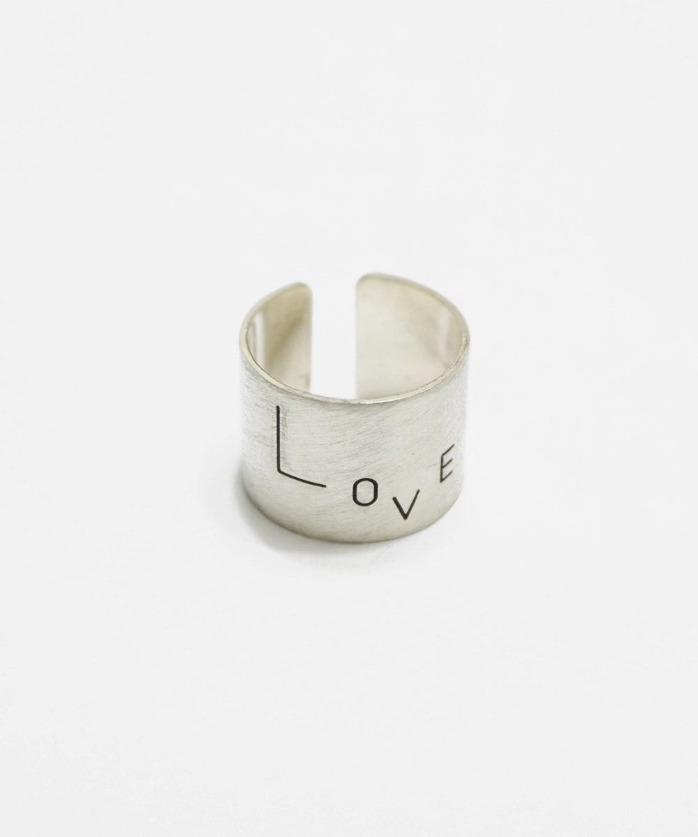 Love Wide Ring,sterling Silver,brushed,engraved Ring,adjustable,knuckle Ring,love Series Ring,delicate Ring,gift Idea,sgr114