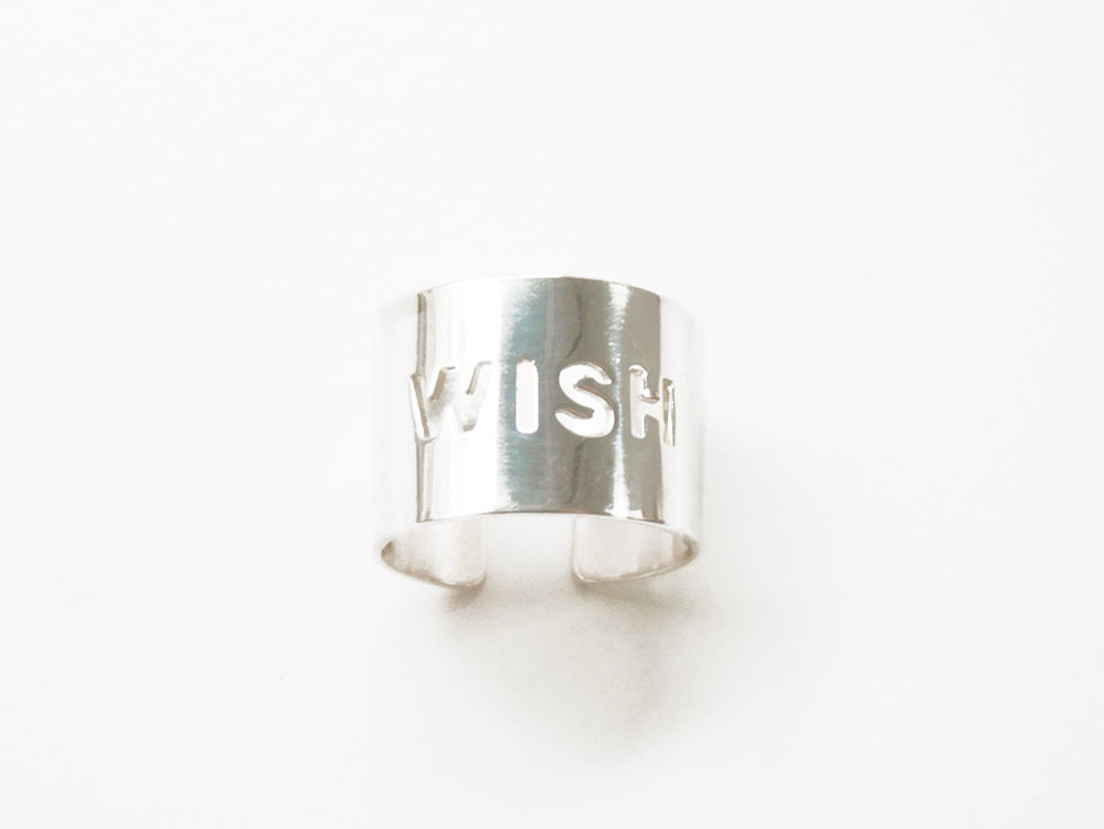 Wish Silver Ring,polished Ring,sterling Silver Ring,adjustable Ring,wide Ring,chunky Ring,make A Wish,gift Idea,sgr36
