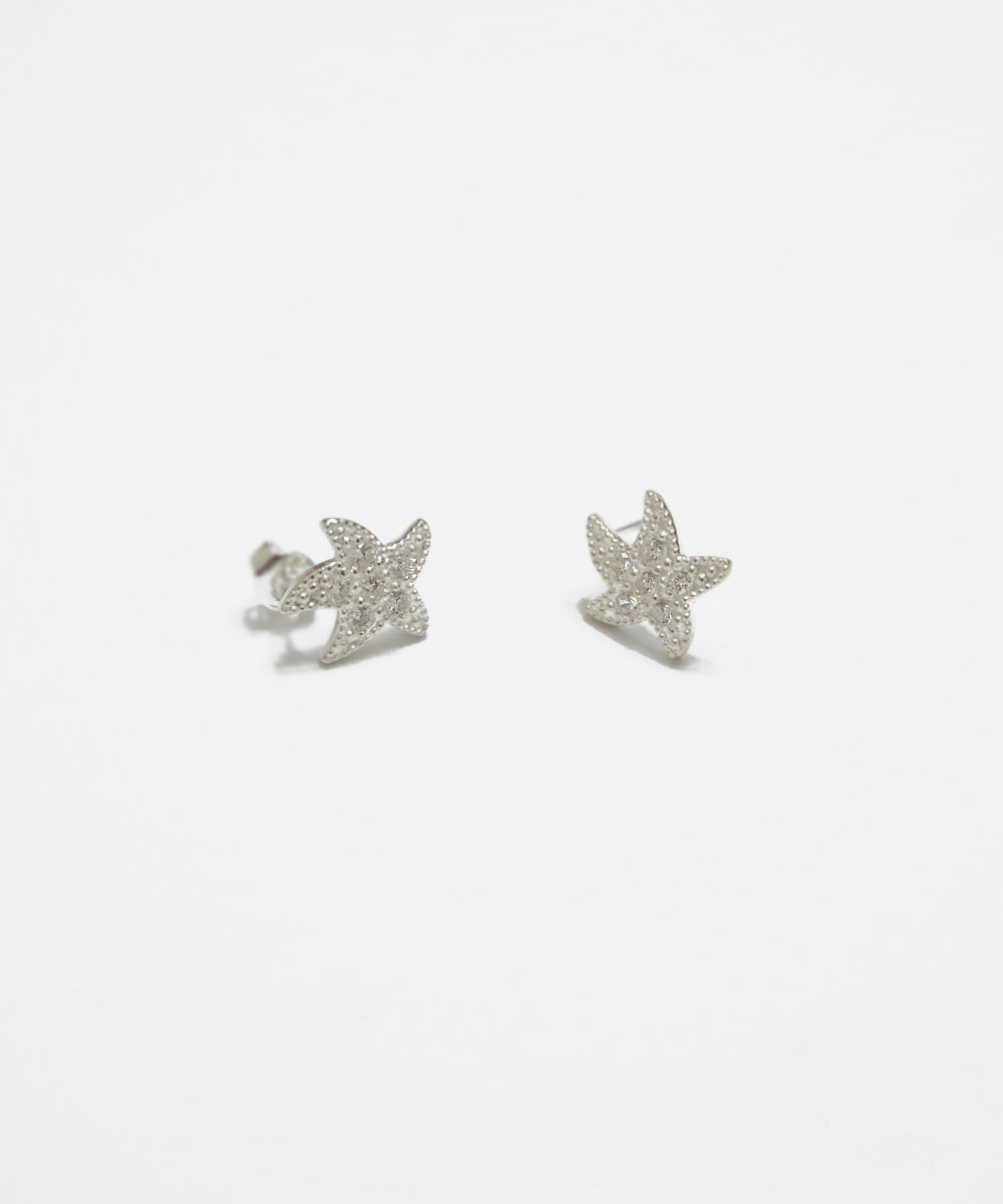 Silver Starfish Cz Earrings,sterling Silver Earrings,1cm,crystal Stud,simple Earrings,jewelry,delicate Earring,sea Jewelry,beach Jewelry