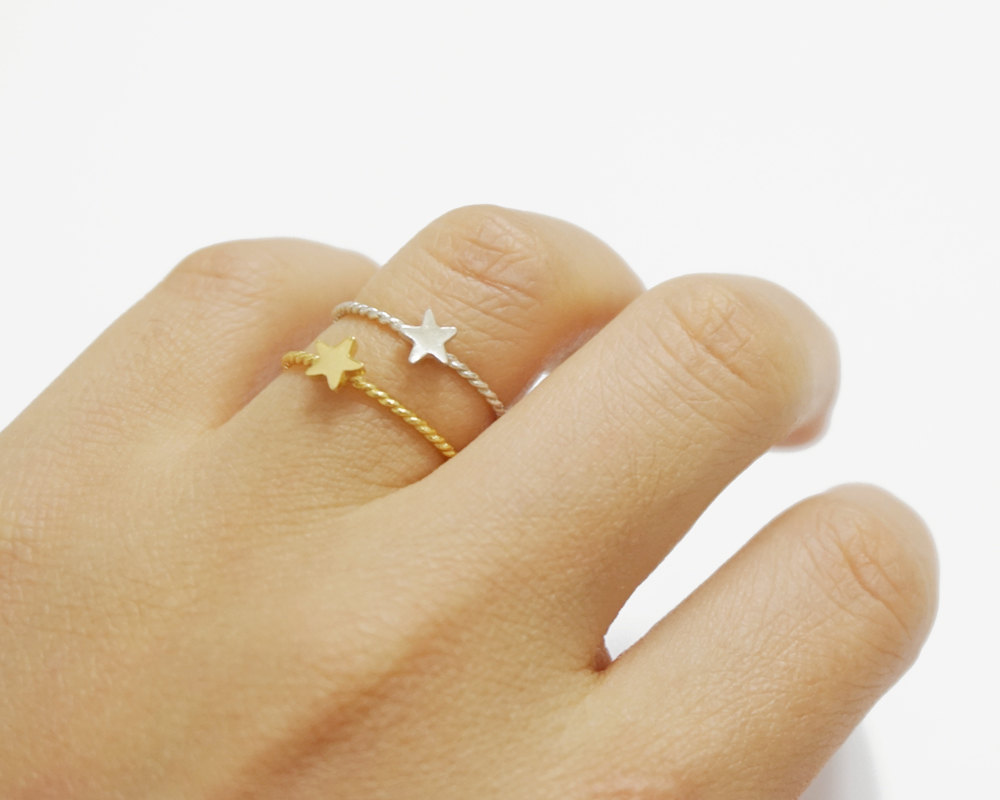 Little Star Silver Twisted Band Ring,tiny Ring, Wedding Ring,sterling Silver Ring,gold Ring,simple Ring,delicate Ring,holiday Gift,agr39