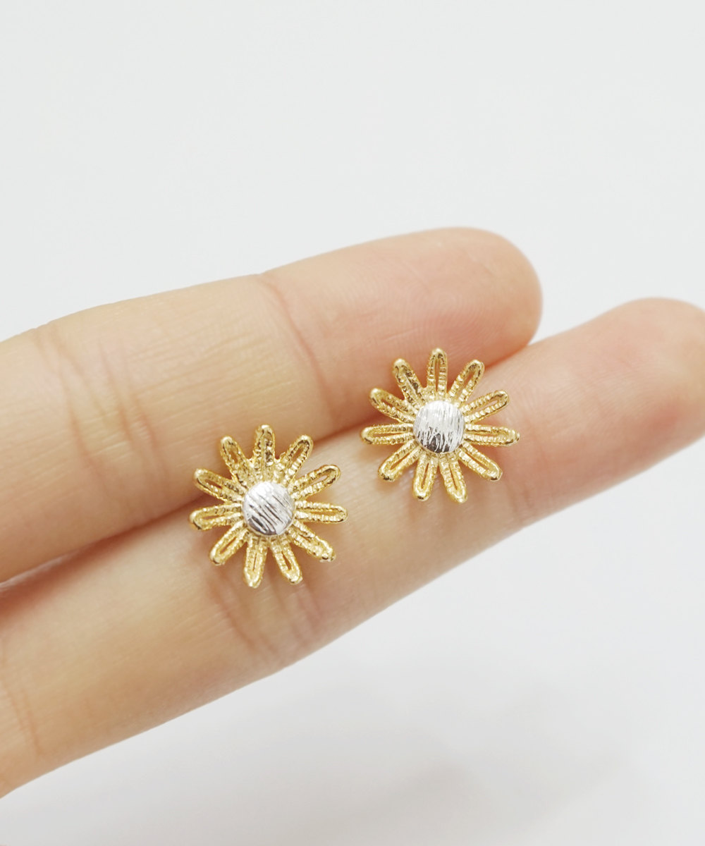 Gold Dandelion Earrings,Flower Jewelry,sterlingsilver,girl Earring ...