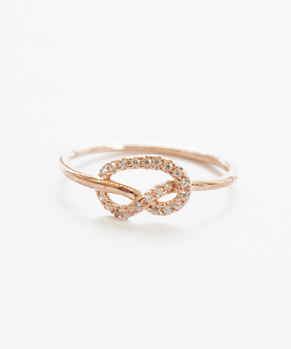 Rose Gold Crystal Love Knot Ring,cz Ring,sterling Silver,simple Ring ...