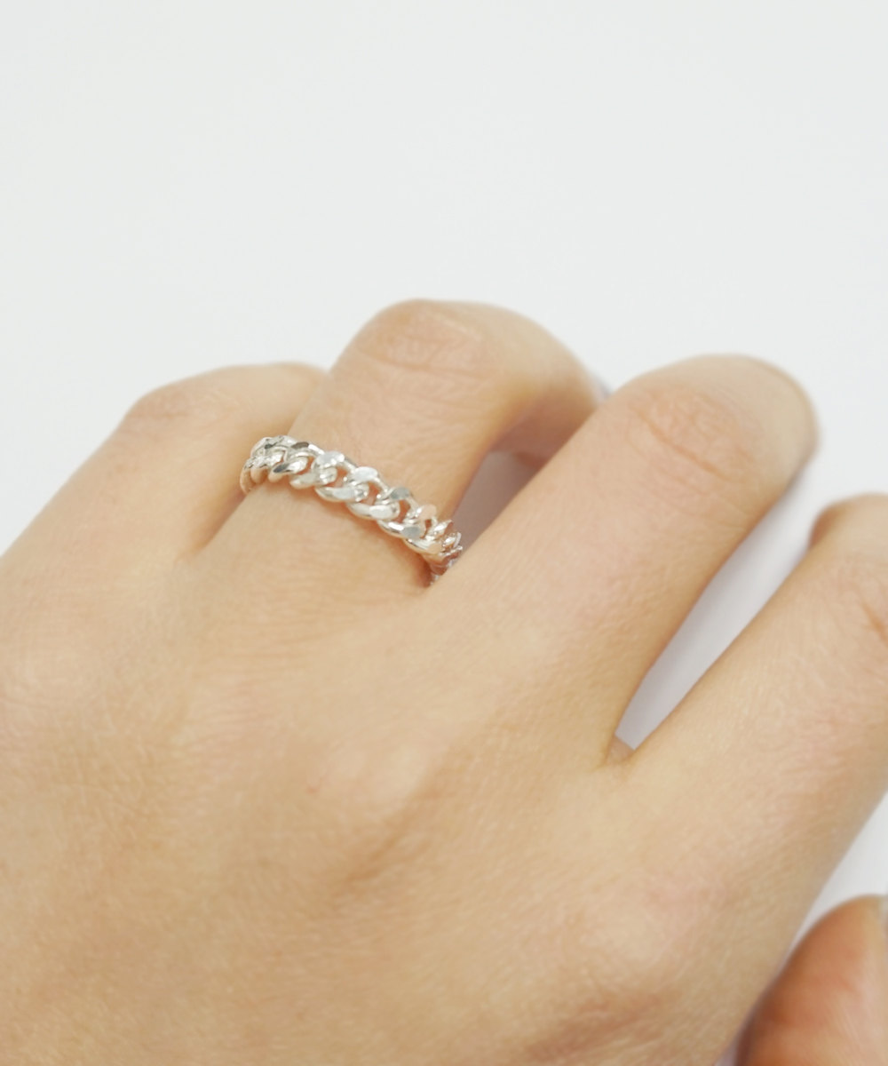 Silver Chain Linked Ring,4mm,sterling Silver,knuckle Ring,stackable Ring,dainty Jewelry,wedding